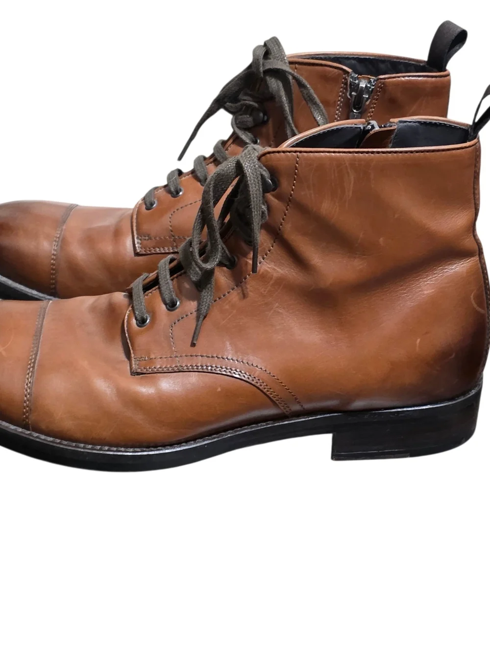 To Boot New York Adam Derrick Brown Leather Combat Ankle Boots Italy Zip Up 8